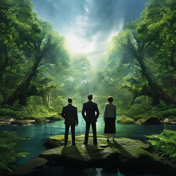 Corporate enlightenment - amazing team in nature 