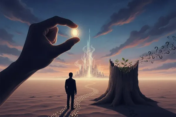 Abstract meditation scene representing the contemplation of desires