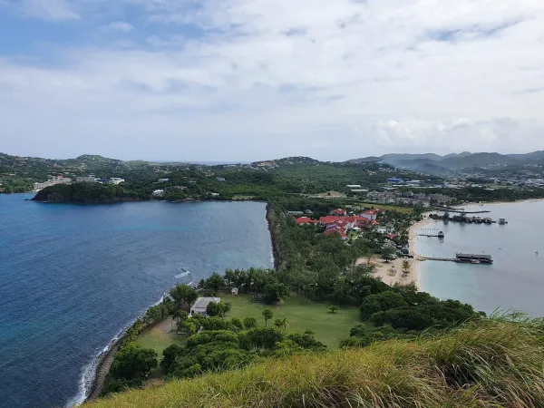 View from Fort Rodney in St. Lucia showing the meeting of ocean and sea