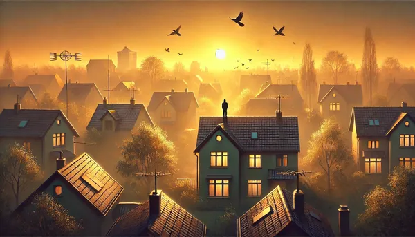 AI-generated sunrise with birds and musical notes